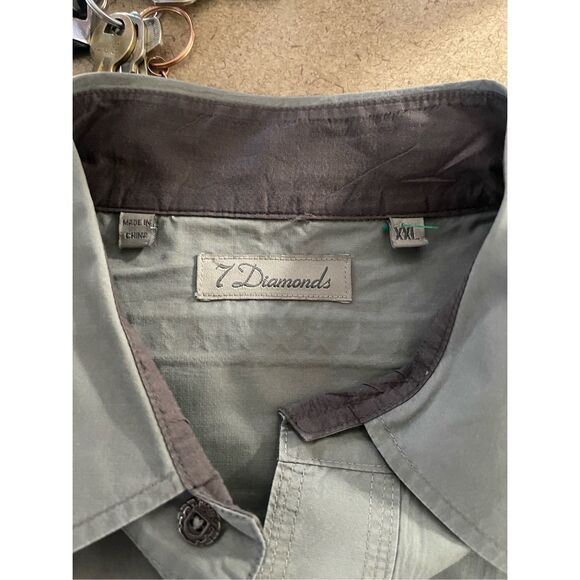 7 Diamonds Mens Double Flap Pockets Collared Long Sleeve Shirt Size XXL - Picture 14 of 16